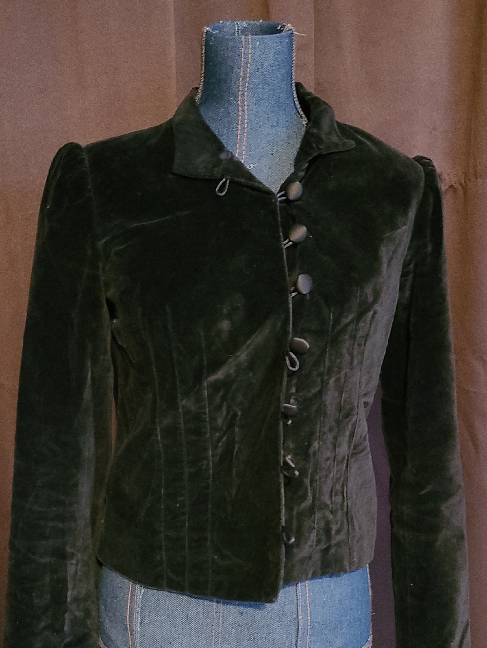 Vintage, Women's Black Velvet Button-Front Blazer